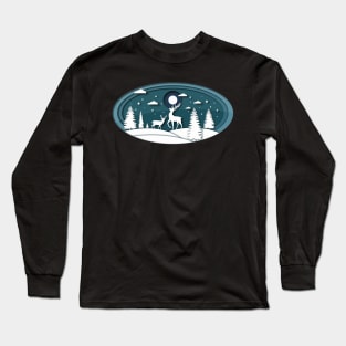 Paper cut Christmas Winter Landscape Long Sleeve T-Shirt